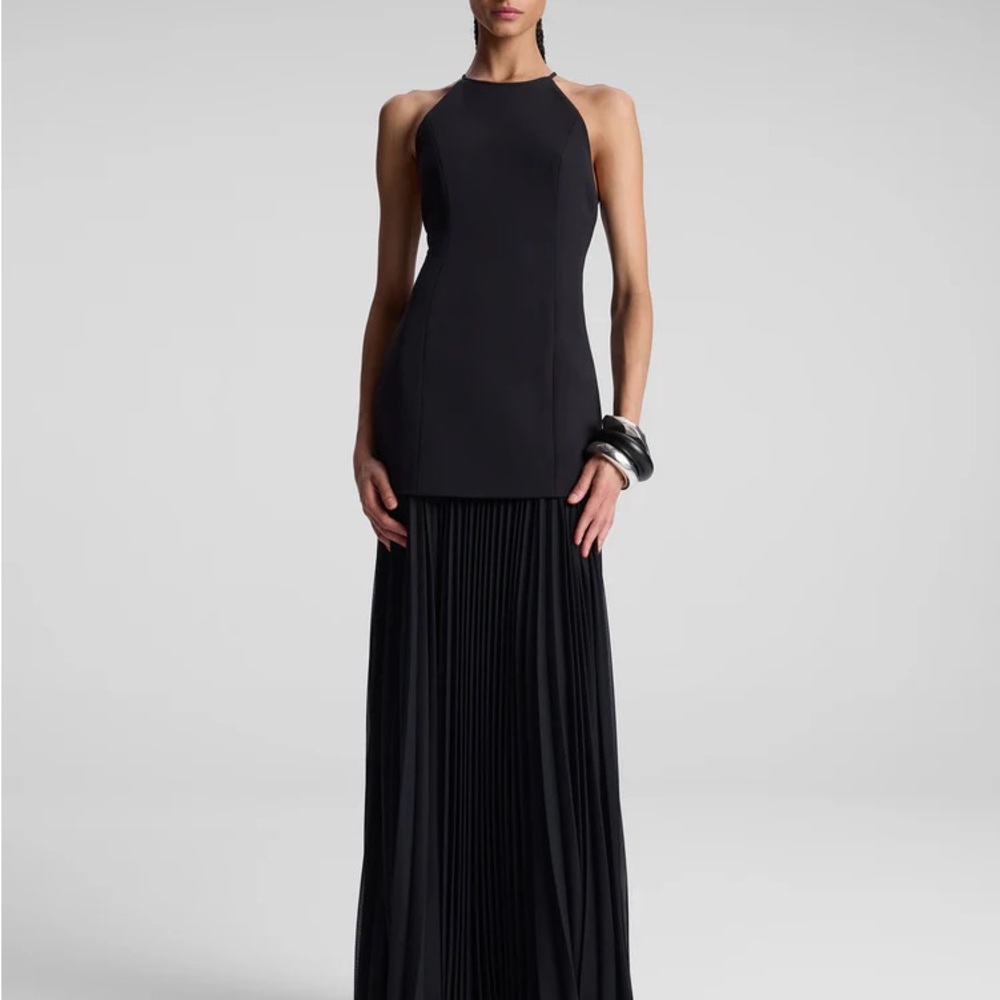 NWT A.L.C. Lana Pleated Maxi Dress - Black Halter Maxi Dress